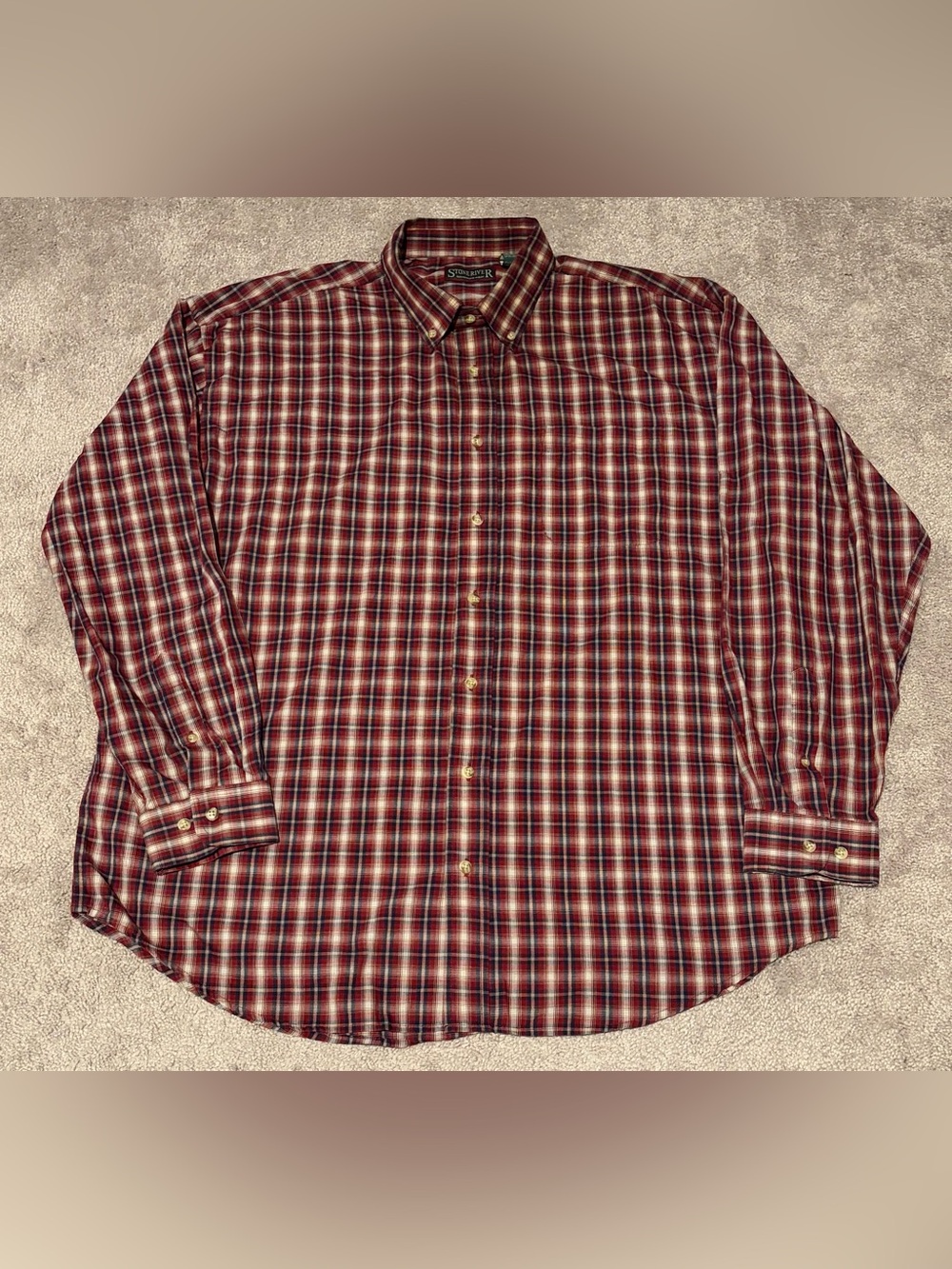 Stone River Men’s Long Sleeve Red Plaid Button Down Shirt Size XLT